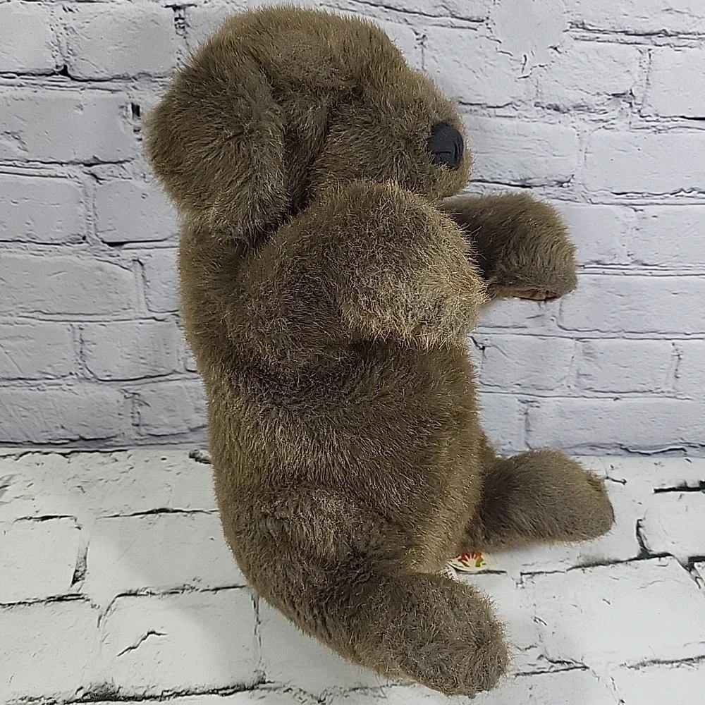 Folkmanis Sitting Dog Full Body Hand Puppet Brown Plush Flawed Missing One Eye